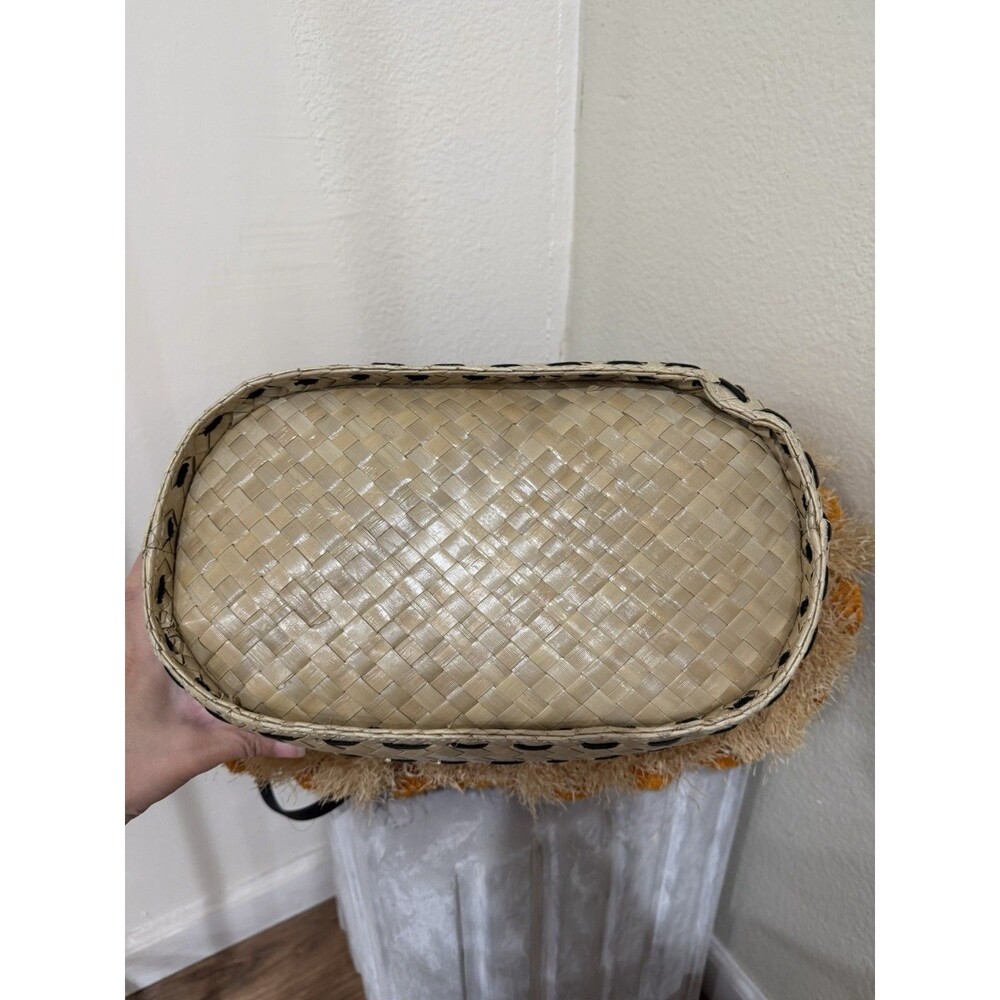 Tory Burch Pom Pom Straw Beach Basket Tote Women Handbag Pre-loved - Picture 15 of 16